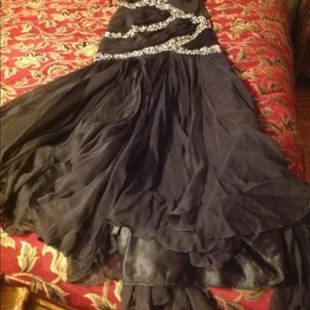 MAC DUGGAL COUTURE GOWN FORMAL BLACK SILVER - Picture 7 of 7